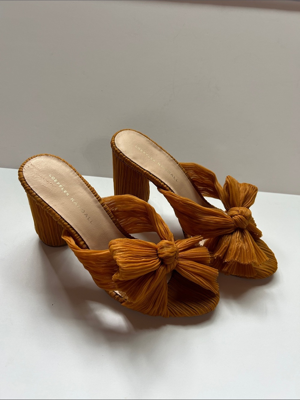 Loeffler Randall Mustard Bow Mule Heels